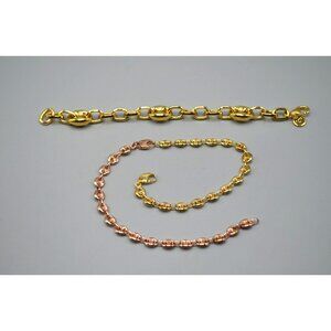 Bronzoro Anchor Chain Link Bracelet Set Gold Rose Tone Metal Italy 925